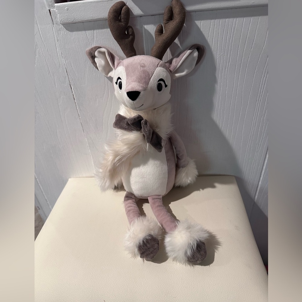 Plush Reindeer Stuffed Animal with Fluffy Scarf